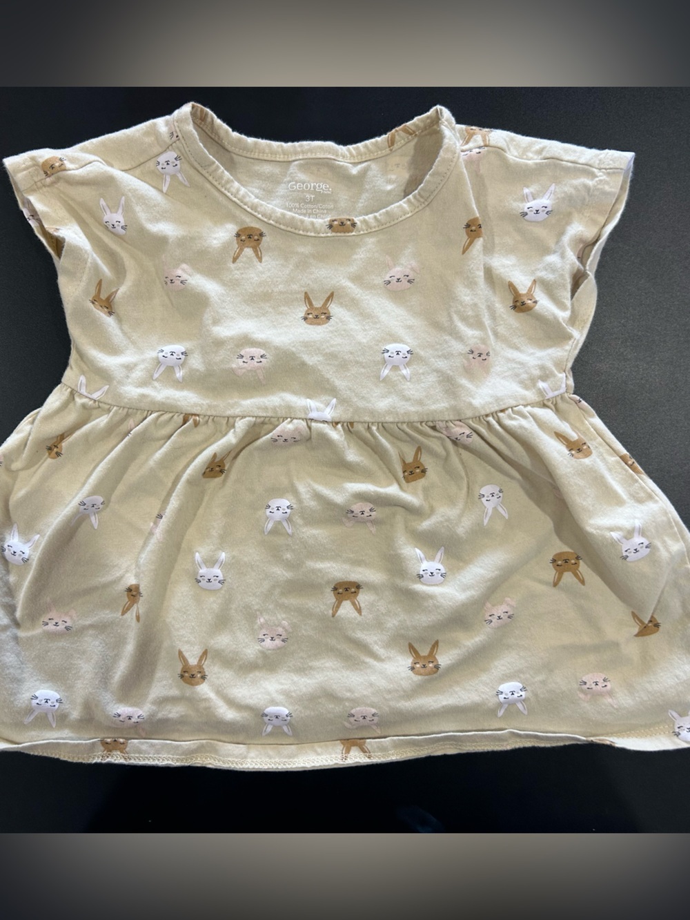 Beige Baby T with Animal Face Print